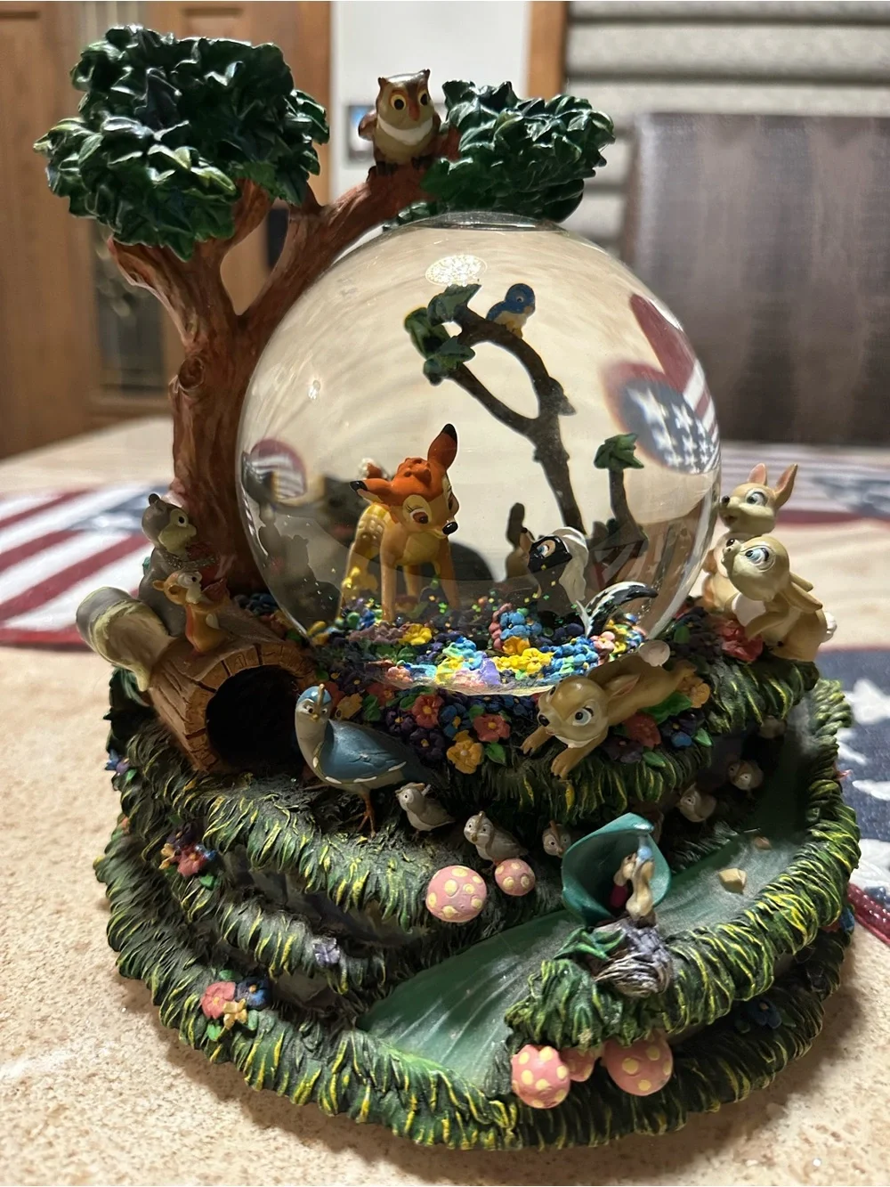 Disney Bambi Woodland Friends Snow Globe - Green, Brown, Blue